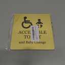 Accessible Toilet and Baby Change Sign - Adhesive Sign Notice - Gold with Black Text and Graphics