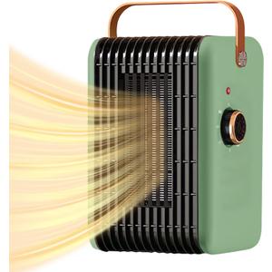 1500W Space Heater for Indoor Use PTC Portable Electric Heater 110V Fast Heating Room Small Heater Heating and Fan Modes for Desk Office Bedroom Bathroom (Green)