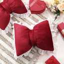 Yousoontic 2 Pcs Bow Pillows 15.7 * 12.6 in Coquette Throw Pillow Cute Bow Shaped Cushion Plush Lumbar Decorative for Girls Room Bed Sofa Couch Car(Velvet,Red)