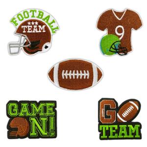 Football Iron On Patches, 5 PCS Bulk Jean Patches, Sports Embroidered Appliqué, Repaired Iron On Patches for Clothes, Jeans, Hats, Backpacks, Jackets. Sew On Patches for Women, Girls, Boys, Pack Of 4
