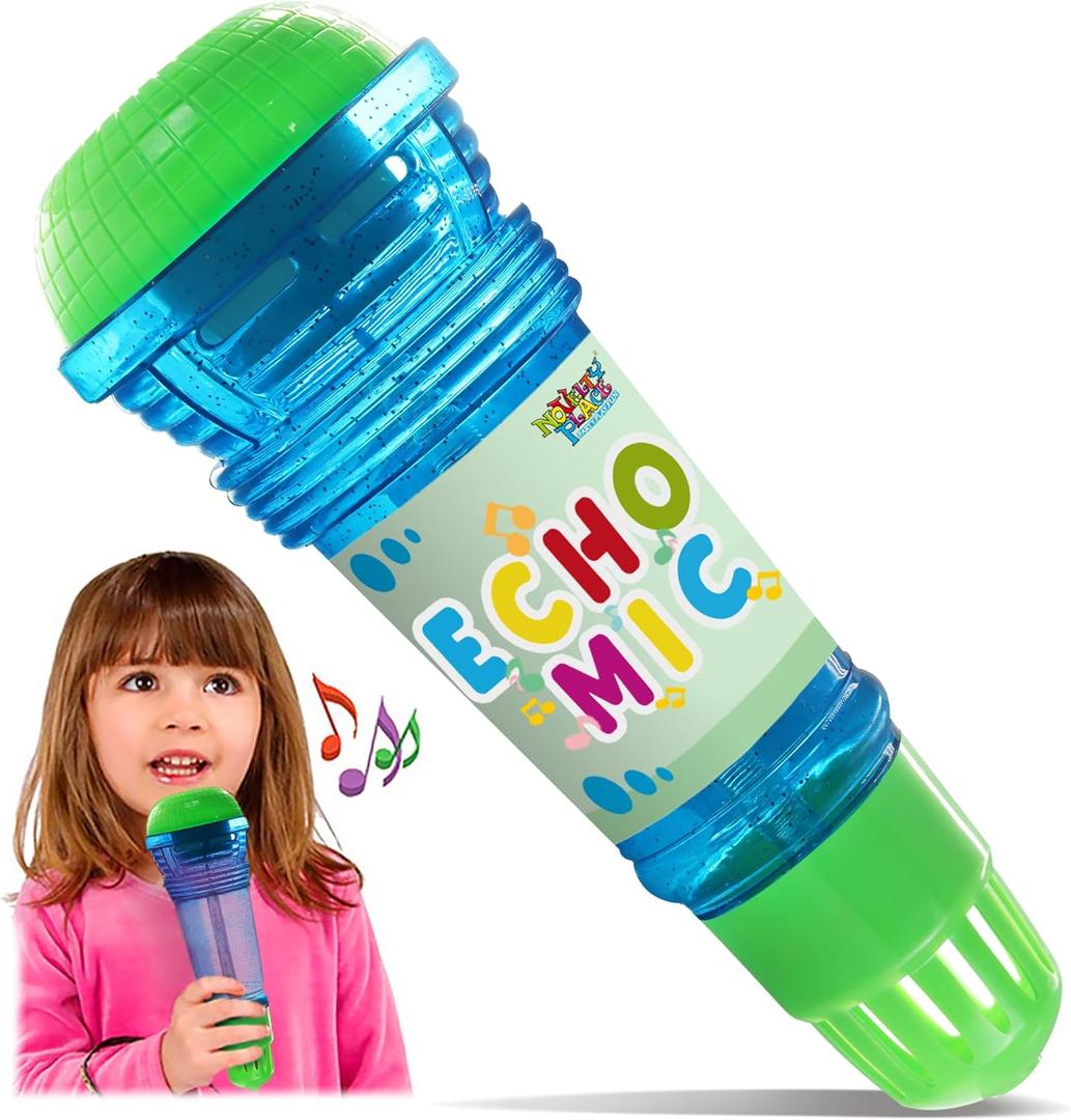 Novelty Place Echo Mic for Kids and Toddlers - Battery-Free Magic Karaoke Microphone Voice Amplifying Retro Toy for Singing, Speech & Communication Therapy - 10" (Blue & Green) Novelty Place Echo Mic for Kids and Toddlers - Battery-Free Magic Karaoke Microphone Voice Amplifying Retro Toy for Singing, Speech & Communication Therapy - 10" (Blue & Green)