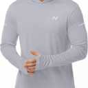 isnowood Mens UPF 50+ Sun Hoodie, Long Sleeve UV protection Fishing Shirts, Hooded Lightweight Hiking Running Swim Rash Guard (Large, Grey)