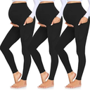 3 Pack Women’s Maternity Leggings with Pockets Over The Belly Butt Lift - Soft Workout Pregnancy Yoga Pants XL