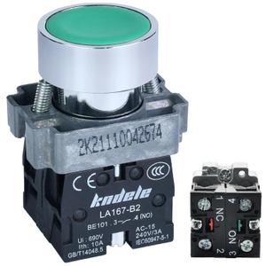10Amp 22MM Momentary Push Button Switch Green 1NO 1NC SPDT On Off Switch Metal Head Waterproof IP65 , 1 Green