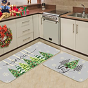 Merry Christmas Kitchen Rugs Set of 2 Grey Farmhouse Decorative Rubber Backing Xmas Winter Holiday Floor Mat Tree Joy Mat Anti-slip Let It Snow Decorations for Indoor Outdoor Home 15,5"/46,5" And 15,5"/23"