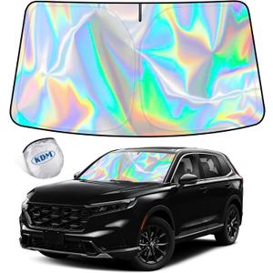 KDM Laser Silver Style Windshield Sun Shade Fit for 2012 2013 2014 2015 Honda Civic,Foldable Front Reflective Windows Sunshade Visor Protector Blocks UV Rays Heat