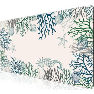 L-SPOUTTO Coral Desk Mat for Keyboard and Mouse,XXL Large Mouse Pad Non-Slip Keyboard Pad Waterproof Desktop Mat for Laptop Computer Work Game Home Office-Ocean Coral