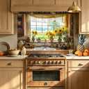 Kitchen Wall Sticker 35.43x23.62in Peel and Stick Kitchen Backsplash Sticker Self Adhesive Kitchen Wall Decal Sunflower Window View Glossy Removable Vinyl Decor Panel