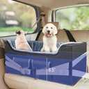 INFANZIA Dog Car Booster Seat, Elevated Pet Car Seats for Large Medium Dogs with Safety Leash, Washable Lookout Puppy Travel Seat with Storage Pockets for Pets Under 55 lbs (Large, Black)