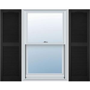 Mid America 00011448002 Standard Size Cathedral Top Center Mullion, Open Louver Vinyl Shutter, w/Installation Shutter-Lok's & Matching Screws (Per Pair), 002, 14 1/2"W x 48"H, Black