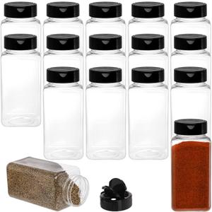 Tosnail 16 Pack 17 Fluid Oz Clear Plastic Spice Jars Spice Containers Spice Bottles Seasoning Organizer with Black Lids Tosnail 16 Pack 17 Fluid Oz Clear Plastic Spice Jars Spice Containers Spice Bottles Seasoning Organizer with Black Lids