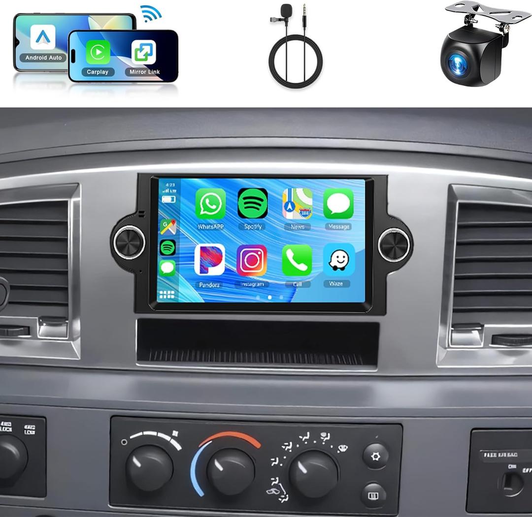 2+64G Car Radio Stereo for Dodge Ram 1500/2500/3500 (06-08),Dodge Durango (05-2008),Chrysler 300 Touring/300C/300M (05-07),Jeep Grand Cherokee (05-09) WiFi Wireless Carplay Android Auto,6.2