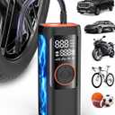 BDO 2025 Tire Inflator Portable Air Compressor, 150PSI Cordless Air Pump with LCD Display & Auto Shut-Off, for Car, Motorcycle, Bike Tires & Sports BallsBlack
