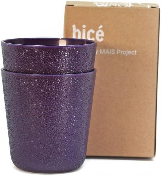 BiceThermo Drinking Cups, change color over 37 Celsius (98.6 F), 100% Recyclable Tumbler, For Hot Drinks, Dishwasher Safe, Made in Italy, 20cl, Purple/Red (Pack of 3)