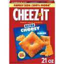 Cheez-It Cheese Crackers, Baked Snack Crackers, Lunch Snacks, Family Size, Extra Cheesy, 21oz Box (1 Box) (EXP 05/15/26)
