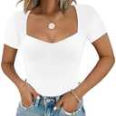 Chunpin Women's Sexy Sweetheart Neckline Bodysuit Tops Short Sleeve Long Sleeve Double Lined Thong Bodysuit Outfits S