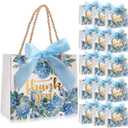 Moinchore 40 Pack Wedding Thank You Gift Bags with Handles Fall Paper Wedding Welcome Bags Bridal Shower Flower Welcome Gift Tote with Bow for Birthday Baby Shower Party Favor(Blue Hydrangea)
