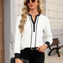 UEAL Womens Dressy Business Casual Blouses Long Sleeve White XXL (White, XXL)