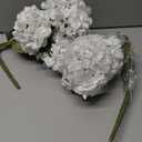 2 Pcs Hydrangea Artificial Flowers White Faux Hydrangeas Flower Outdoor Artificial Flowers Bouquets Silk Hydrangea Flowers Stems for Home Decor Party Floral Arrangements Wedding Centerpieces