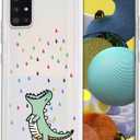 Unov Case Compatible with Galaxy A51 5G Clear with Design Soft TPU Shock Absorption Slim Embossed Pattern Protective Back Cover for Galaxy A51 5G 6.5inch (Rainbow Dinosaur)