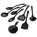 Mainstays 6-Piece Nylon Kitchen Utensil Set with Connector Ring, Black Plastic