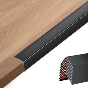 8PCS 48" Black Metal Corner Protector, Peel and Stick Aluminum Corner Guards L molding Tile Trim, Suit for Wall Door Frame Cabinet Baseboard Decor, Size 48in x 0.8in (Pack of 8)