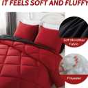 Decroom Lightweight Queen Comforter Set with 2 Pillow Sham - 3 Pieces Set - Quilted Down Alternative Comforter/Duvet Insert for All Season - Red/Black - Queen Size