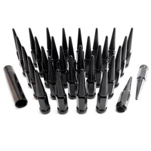 32PCS 9/16-18 Wheel Spike Lug Nuts, Black Spiked Lug Nuts 9/16-18 Solid 4.4" Tall Acorn Lug Nut with 1 Socket Key Replacement for Dakota, Durango, Ram 1500, Ram 2500 3500, Chassis cab, Aspen