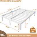 12 Inch Full Bed Frame, Platform Bed Frames with Metal Gaskets, Anti-Slip Mattress Stopper, No Box Spring Needed, Heavy Duty Steel Slat Support, Round Corner Leg, Easy Assembly, White