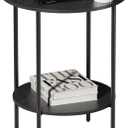 Side Table,Round End Table with 2 Storage Shelves| Compact Side Tables for Living Room, Couch, Office & Bedroom | Narrow Accent Table as Space-Saving Small Bedside Table 18x18x22in(Black), Large