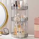 Aveniee Rotating Makeup Organizer for Vanity, 3 Tier Perfume Skincare Organizers and Storage for Bathroom Countertop, Clear Spinning Counter Cosmetic Holder for Dresser,Grey