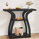 Tajsoon 3-Tier Farmhouse Console Table for Entryway 31.5", Black, 31.5" x 11.8" x 31.5"