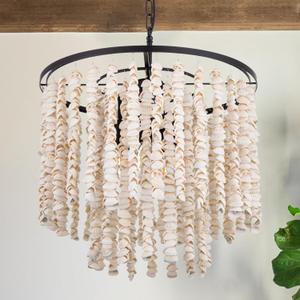 Wellmet Black Natural Capiz Shell Chandelier, 5 Lights Boho Coastal Dining Room Light Fixture, Beach Seashell Ceiling Pendant Lighting for Entryway, Living Room, Bedroom, Kitchen, Foyer, Dia-20in