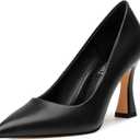 AMBELIGHT Women's Pointed Toe Stiletto Pumps 3.2 Inch High Heels Slip On Classic Comfort Dress Shoes for Wedding Party Office Work (8, Black)
