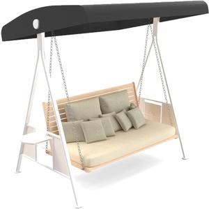 Outdoor Swing Canopy Replacement Top Cover, Universal Patio Swing Covers 3 Seater, Waterproof Replacement Canopy Outdoor Furniture Cover for Garden Patio Porch Hammock (Black, 75.2"L x 47"W x 7-9"H)