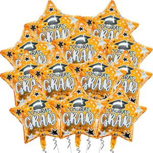 2 x 12Pcs Congrats Grad Balloons - 18Inch Orange Star Balloons for Graduation Decorations Class of 2026 - Congratulations Grad Balloons for Congrats Grad Decorations - Graduation Party Decorations