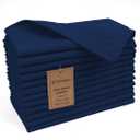 Hemstitch Cloth Dinner Napkins 100% Cotton Set of 12 - for Dining Special Occasions Weddings Parties Holidays Easter - Soft Durable Reusable - 18x18 Inch Table Cloth Napkins Navy Blue