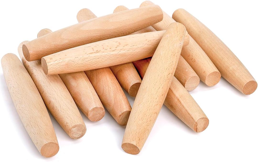 Elsjoy 12 Pack 8 Inch Small Wood Rolling Pins, Non-Stick Wooden Dough Roller Pin for Baking Pie, Cookie, Pasta, Dumpling