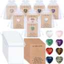 Humyoun 50 Sets Celebration of Life Favors Pocket Token Bulk Cards with Heart Shape Natural Stones Organza Bags Keepsake Sympathy Thank You Gifts for Memorial Party Supply Funeral Guest Return Favors