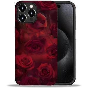 for iPhone 16 Pro Case,Femme Fatale Rose Pattern for Girl Women Boy Hard Hybrid Shell Shockproof Silicone Full Body Protective Case for iPhone 16 Pro