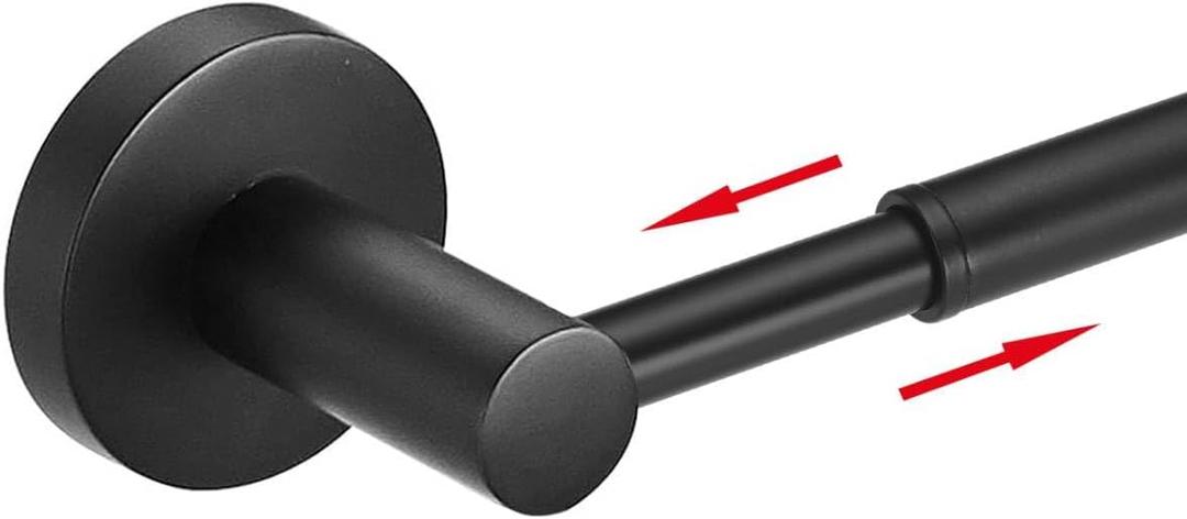 BESy Adjustable 15 to 26 Inch Single Bath Towel Bar Rack for Bathroom Accessories SUS304 Stainless Steel Towel Holder, Wall Mount with Screws Hand Towel Bar Rod Hotel Style, Matte Black