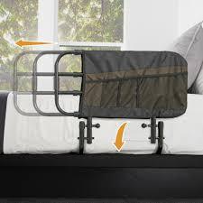Stander EZ Adjust Bed Rail, Adjustable Senior Bedrail and Safety Assist Railing for Elderly Adults with Organizer Pouch, ASTM Safety Approved GuardRail, Black
