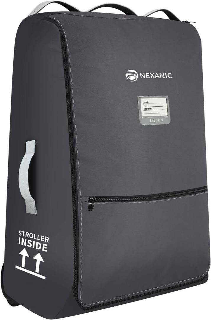 Stroller Bag for Airplane, Stroller Travel Bag Compatible with UPPAbaby Vista, Vista V2, Cruz V2, Rolling Wheel Bag with Storage Pocket, Multiple Handles, Luggage Tag for Flight Travel, Grey