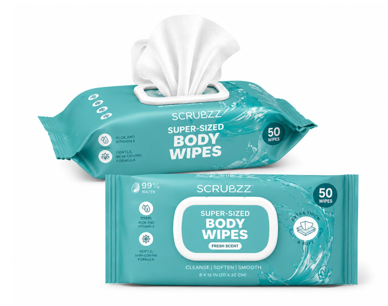 Adult Wipes for Elderly, Extra Large 8” x 12” – Thicker, Premium & Extra Moist No Rinse Whole Body Bathing & Incontinence Wipes – For Men and Women, Bed Bathing & Daily Hygiene – 600 Count (Pack of 12)