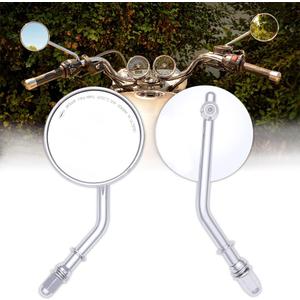 DREAMIZER 8mm 10mm Universal Rear View Mirrors Chrome 3" Round Handlebar Side Mirrors for Cafe Racer Bobber Chopper Street Glide V Star XVS CB500 CB600 CB1000 CB1300