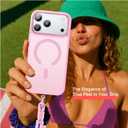 Stronger Magnetic & Shockproof for iPhone 17 Pro Case,Fit for MagSafe, with Screen Protector & Wrist Strap, Military-Grade Drop, Translucent Slim for iPhone 17 Pro Case, Chalk Pink