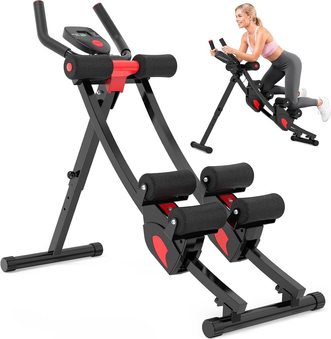 Rendpas Ab Machine for Home, Dual Sliding Rails, 4 Levels, Foldable Design