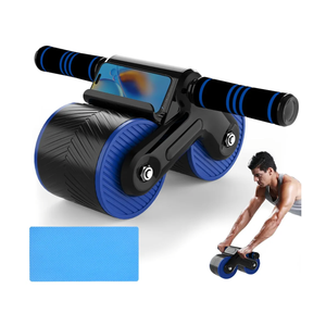 JJM Auto Rebound Exercise Roller Wheels - Ab Roller Fitness Equipment for Core Strength Training Home Gym Fitness Equipment with Kneeling Mat Accessories Exercise Roller Wheels for Men and Women
