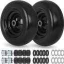 GICOOL 11x4.00-5” Flat Free Lawn Mower Tire and Wheel with 3/4" or 5/8" Bearing, 3.4"-4"-4.5"-5" Centered Hub, Smooth Tread Tire for Zero Turn Mowers, 2 Pcs