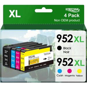 952XL Ink Cartridges Compatible for HP 952 952XL Ink Cartridges Combo Pack to use with HP OfficeJet Pro 8710 7740 8720 8715 8210 8703 8702 Printers, Black Cyan Magenta Yellow | N9K28AN